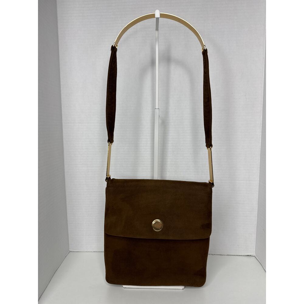 Prestige Vintage suede brown bag with gold hardware & flap closure - Picture 13 of 13